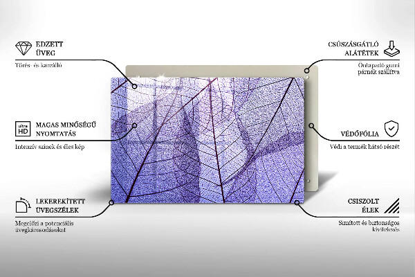 Skleněná deska za sporák Listy s žilnatinou