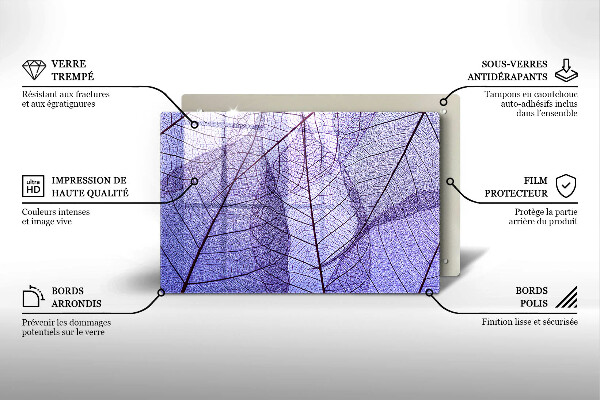 Skleněná deska za sporák Listy s žilnatinou