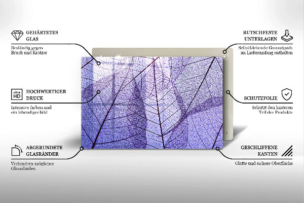 Skleněná deska za sporák Listy s žilnatinou