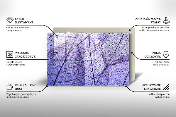 Skleněná deska za sporák Listy s žilnatinou