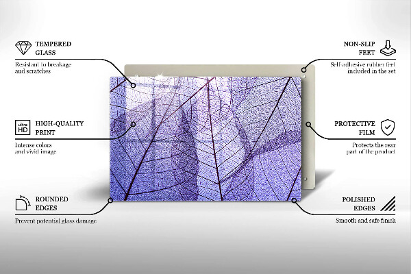 Skleněná deska za sporák Listy s žilnatinou