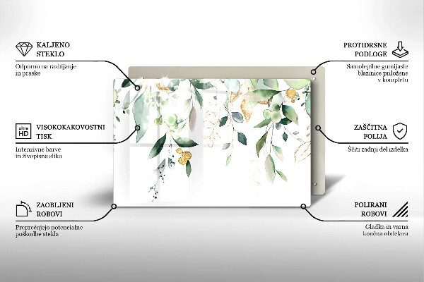 Skleněná deska za sporák Akvarel listy