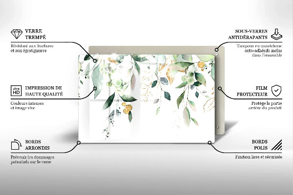 Skleněná deska za sporák Akvarel listy