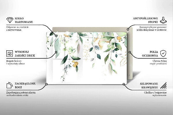 Skleněná deska za sporák Akvarel listy