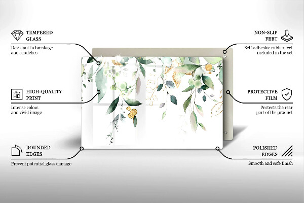 Skleněná deska za sporák Akvarel listy