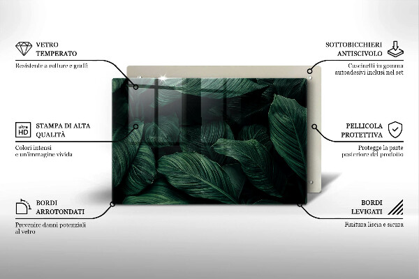 Skleněná deska za sporák Tmavé listy