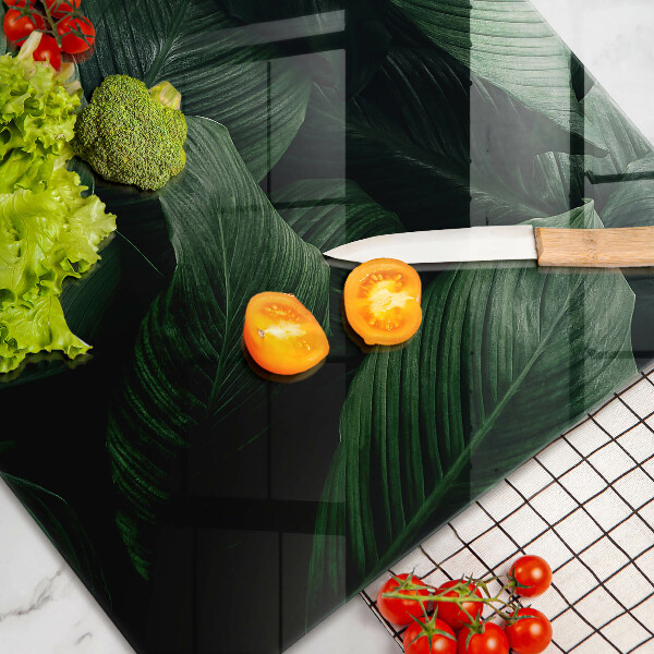 Skleněná deska za sporák Tmavé listy