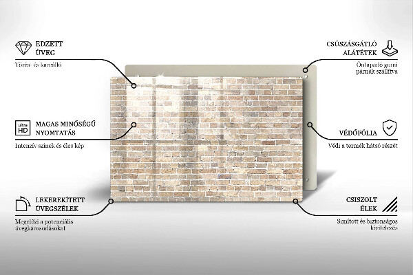 Skleněná deska za sporák Světlá cihlová zeď