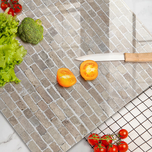 Skleněná deska za sporák Světlá cihlová zeď