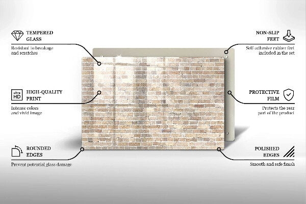 Skleněná deska za sporák Světlá cihlová zeď