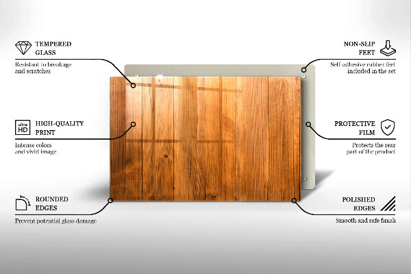 Skleněná deska za sporák Dřevěná prkna