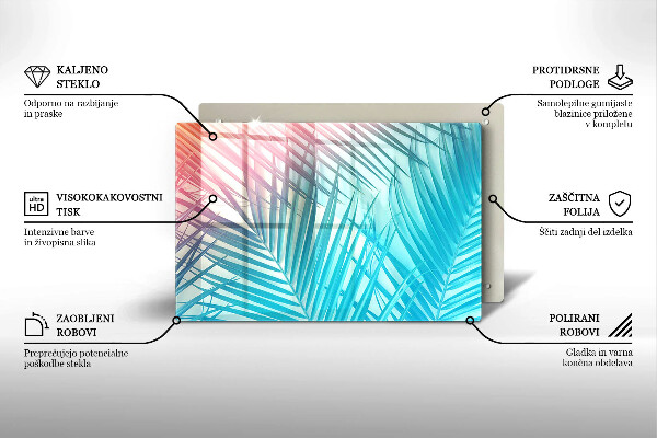 Skleněná deska za sporák Pastelové listy