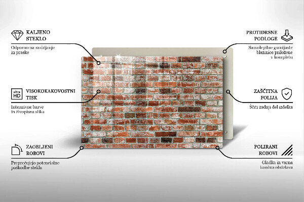 Skleněná deska za sporák Stará cihlová zeď
