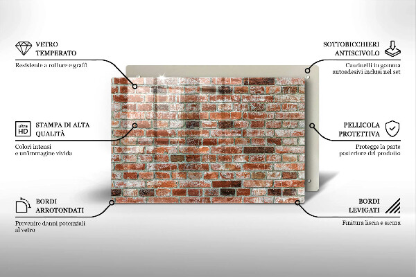 Skleněná deska za sporák Stará cihlová zeď