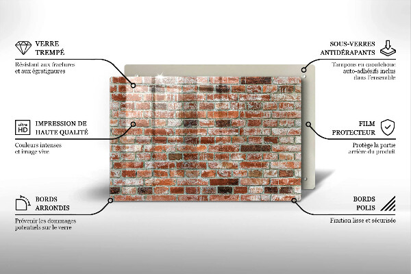 Skleněná deska za sporák Stará cihlová zeď