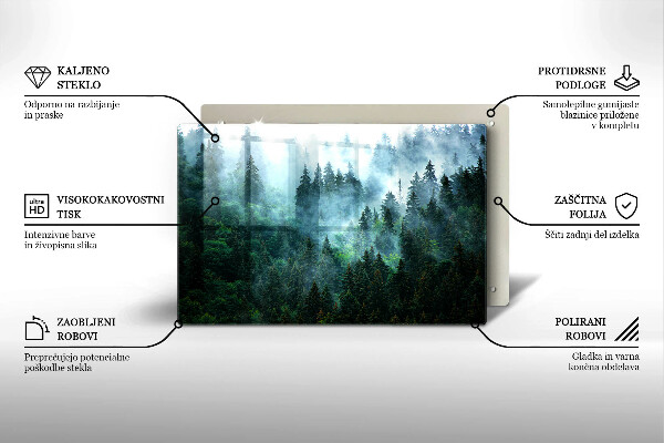 Skleněná deska za sporák Les v mlze