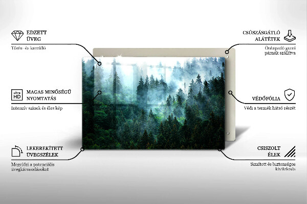 Skleněná deska za sporák Les v mlze