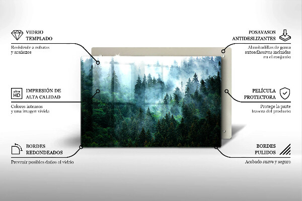 Skleněná deska za sporák Les v mlze