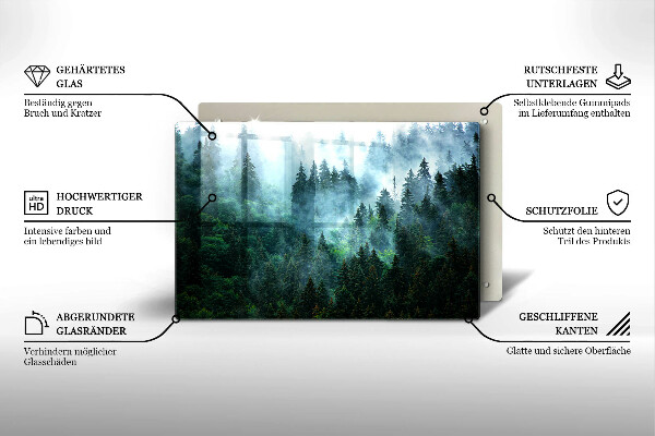 Skleněná deska za sporák Les v mlze