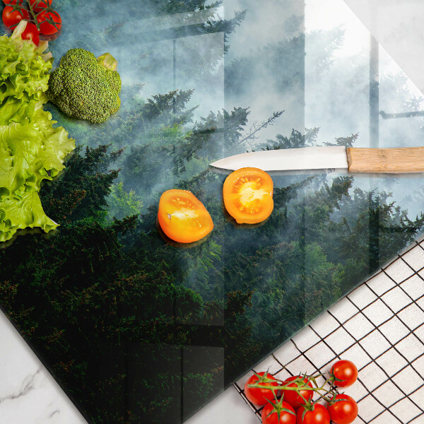 Skleněná deska za sporák Les v mlze