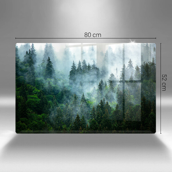 Skleněná deska za sporák Les v mlze