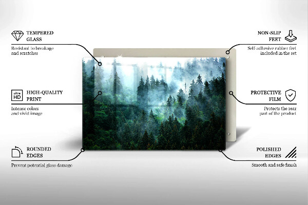 Skleněná deska za sporák Les v mlze