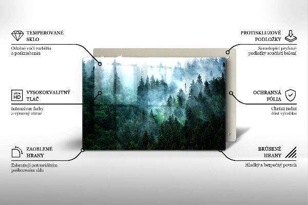 Skleněná deska za sporák Les v mlze