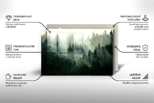 Skleněná deska za sporák Zamlžená lesní krajina