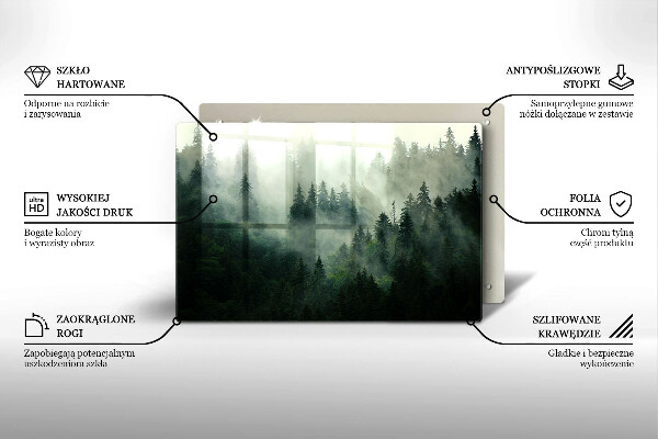 Skleněná deska za sporák Zamlžená lesní krajina