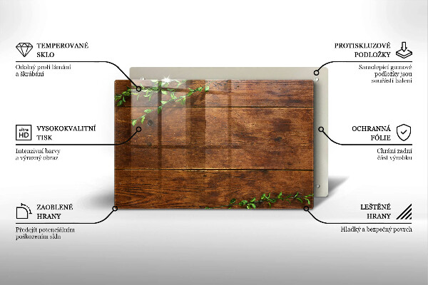 Skleněná deska za sporák Dřevěné desky a listy