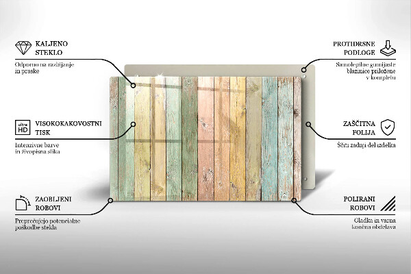 Skleněná deska za sporák Barevné vintage desky