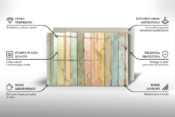 Skleněná deska za sporák Barevné vintage desky