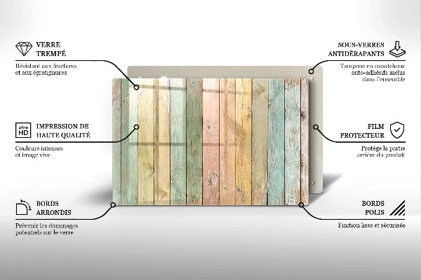 Skleněná deska za sporák Barevné vintage desky