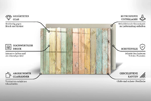 Skleněná deska za sporák Barevné vintage desky