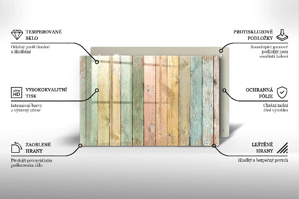 Skleněná deska za sporák Barevné vintage desky