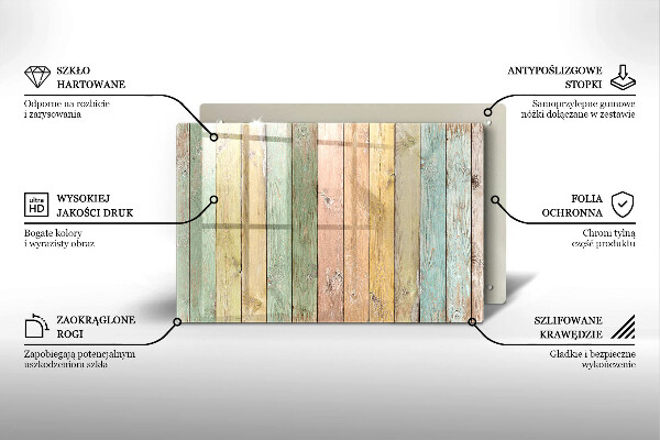 Skleněná deska za sporák Barevné vintage desky