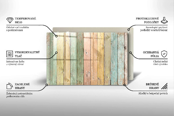 Skleněná deska za sporák Barevné vintage desky
