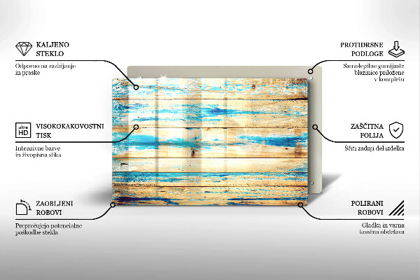 Skleněná deska za sporák Retro dřevěné desky