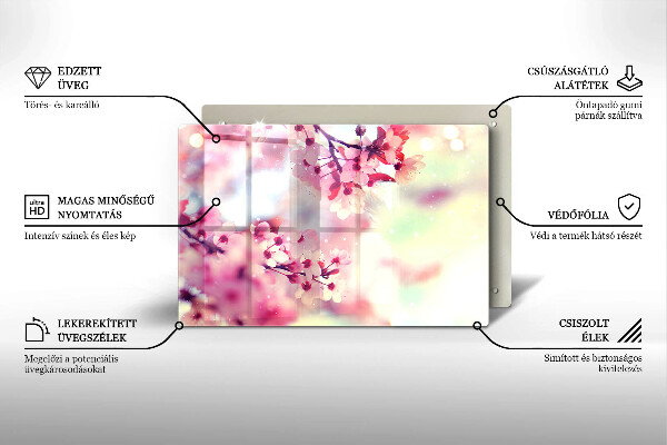 Skleněná deska za sporák Příroda jabloňové květy