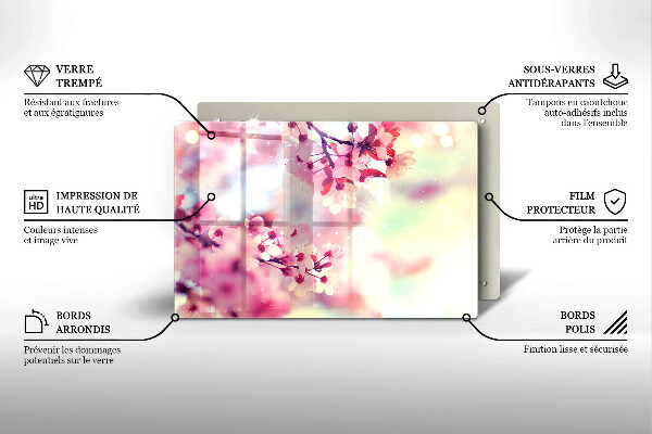 Skleněná deska za sporák Příroda jabloňové květy