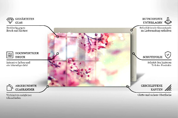 Skleněná deska za sporák Příroda jabloňové květy