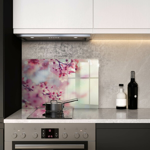 Skleněná deska za sporák Příroda jabloňové květy