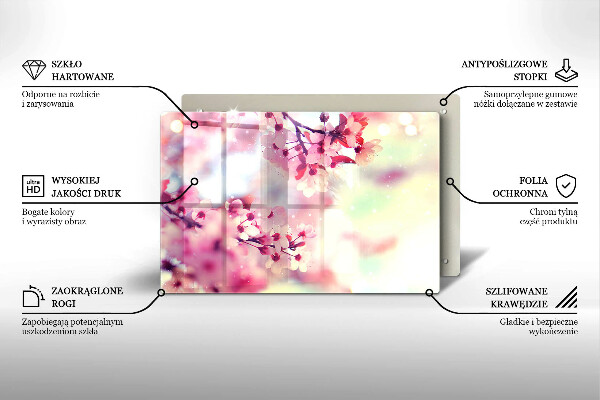 Skleněná deska za sporák Příroda jabloňové květy