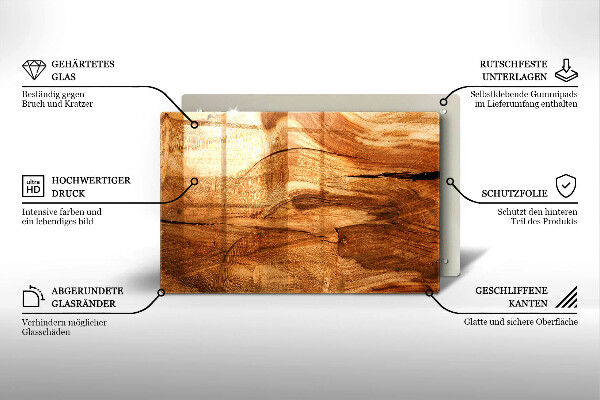 Skleněná deska za sporák Dřevěná deska textura