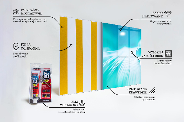 Skleněný panel Rosa na jemném peří