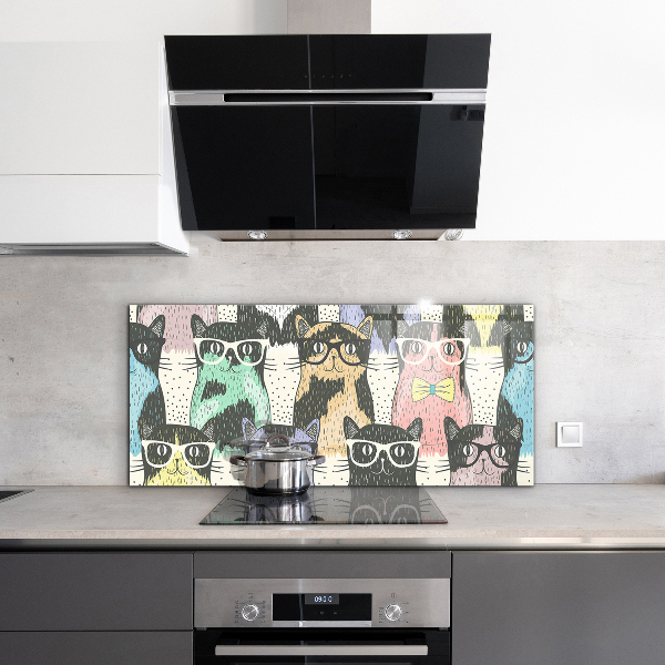 Skleněný panel Kočka hipster legrační ilustrace