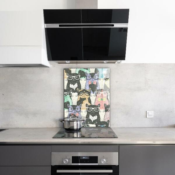 Skleněný panel Kočka hipster legrační ilustrace