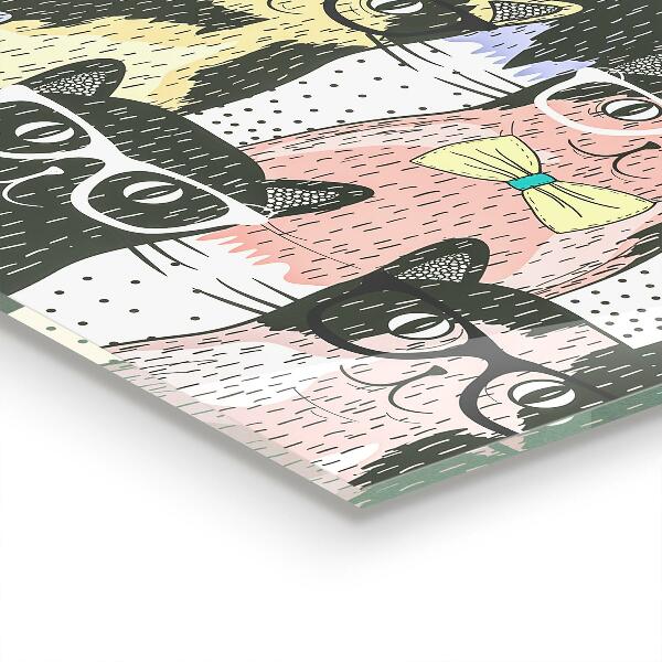 Skleněný panel Kočka hipster legrační ilustrace