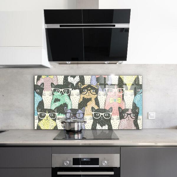 Skleněný panel Kočka hipster legrační ilustrace