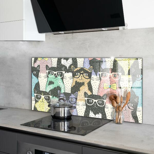 Skleněný panel Kočka hipster legrační ilustrace